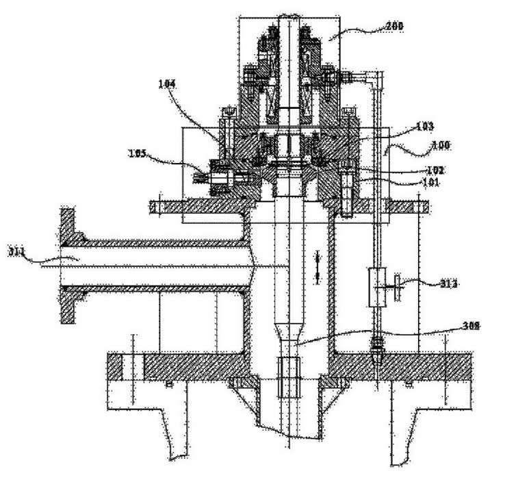 The auxiliary sealing device of the suspended semi submersible vertical turbine pump