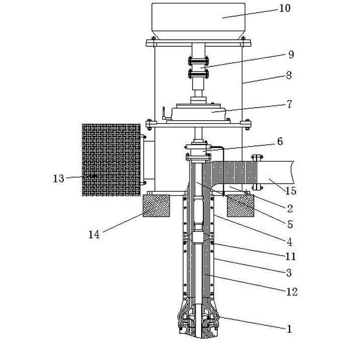 A device for bearing static pressure and dynamic reaction force on the discharge side of a suspended semi submersible vertical turbine pump