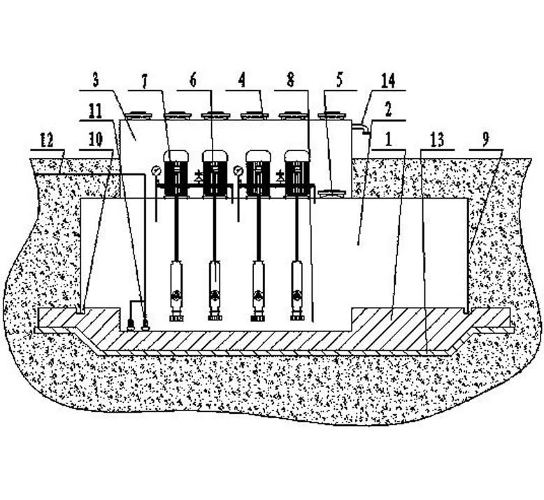 A buried suspended semi submersible vertical turbine pump station