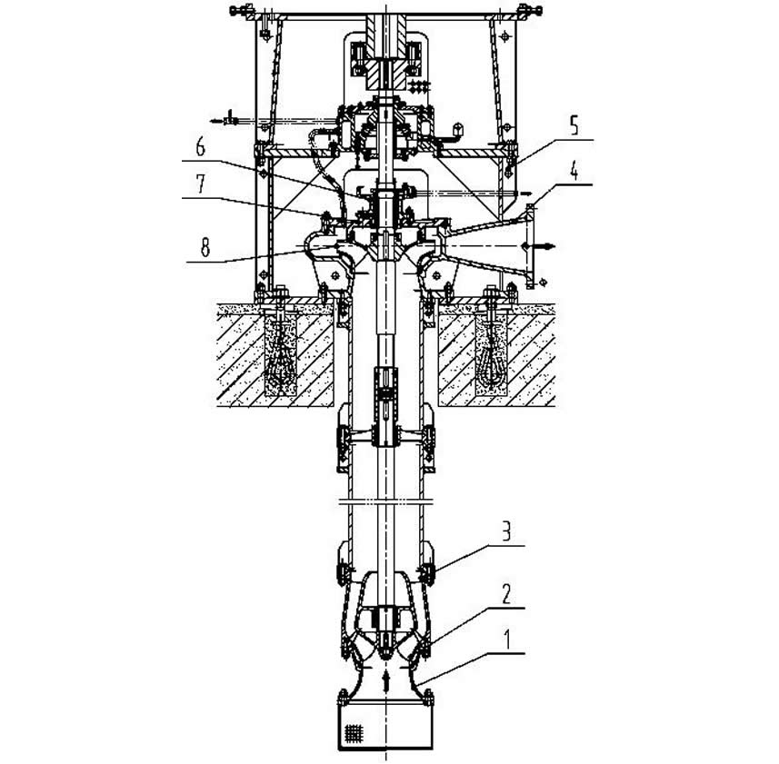 Double wheel snail shell suspended semi submersible vertical turbine pump