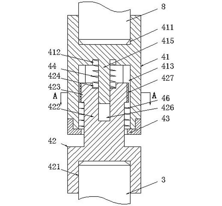 Shock absorption and anti swing connection device for suspended semi submersible vertical turbine pump