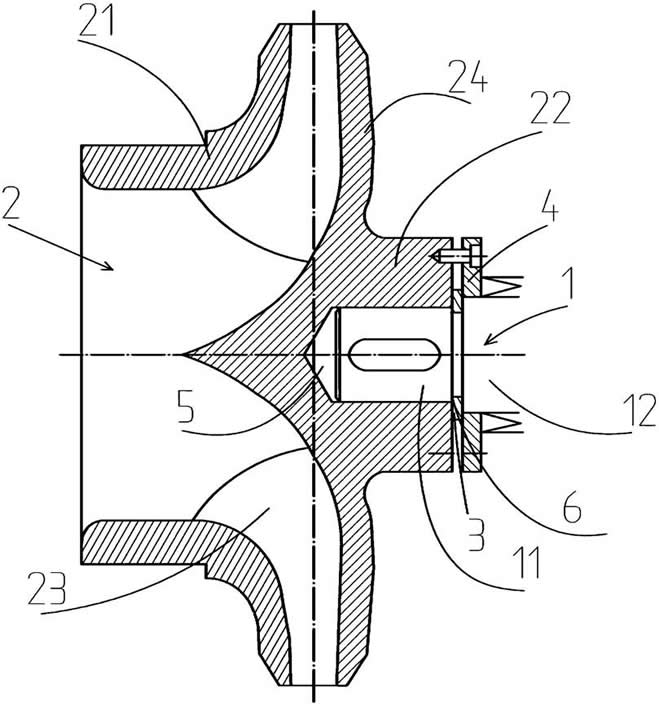 Vertical suspended semi submersible vertical turbine pump impeller fixing structure.jpg