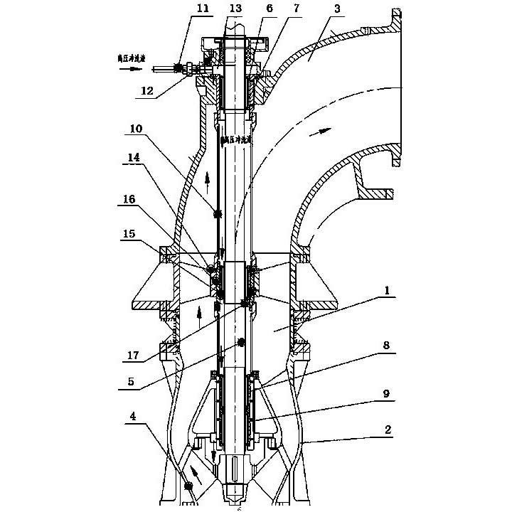 Water lubricated sliding bearing device for suspended semi submersible vertical turbine pump